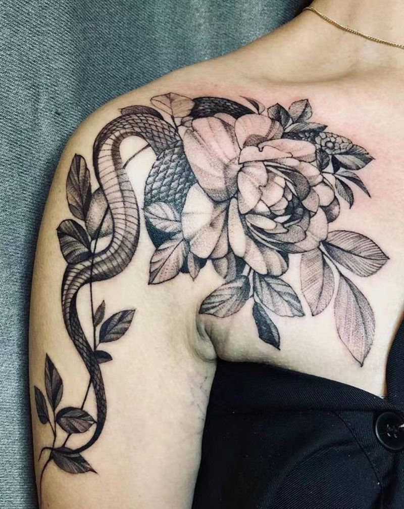 素花纹身图片_点刺纹身图案