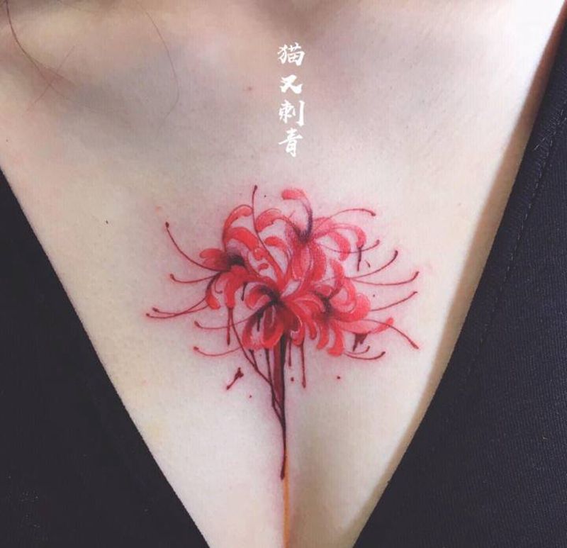 彼岸纹身图片_胸部纹身图案