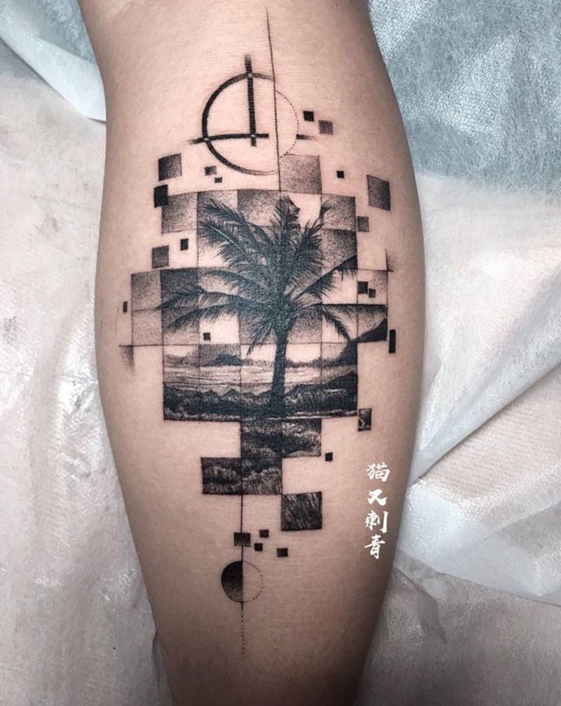椰树纹身图片_手臂纹身图案