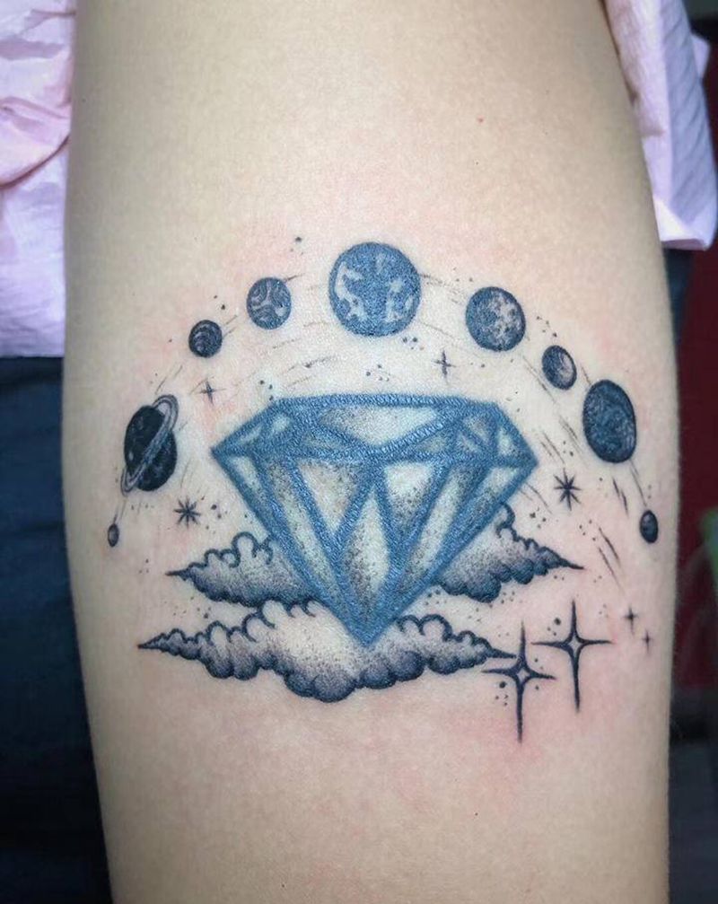 星系纹身图片_手臂点刺点刺遮盖纹身图案