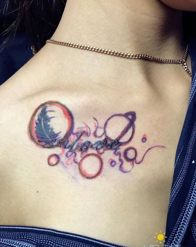 星空遮盖纹身图片_肩部New School纹身图案