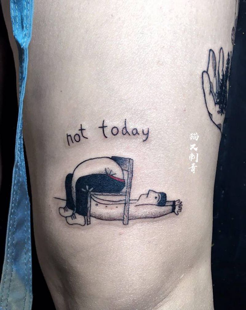 丧而可爱的活着纹身图片_腿部手臂纹身图案