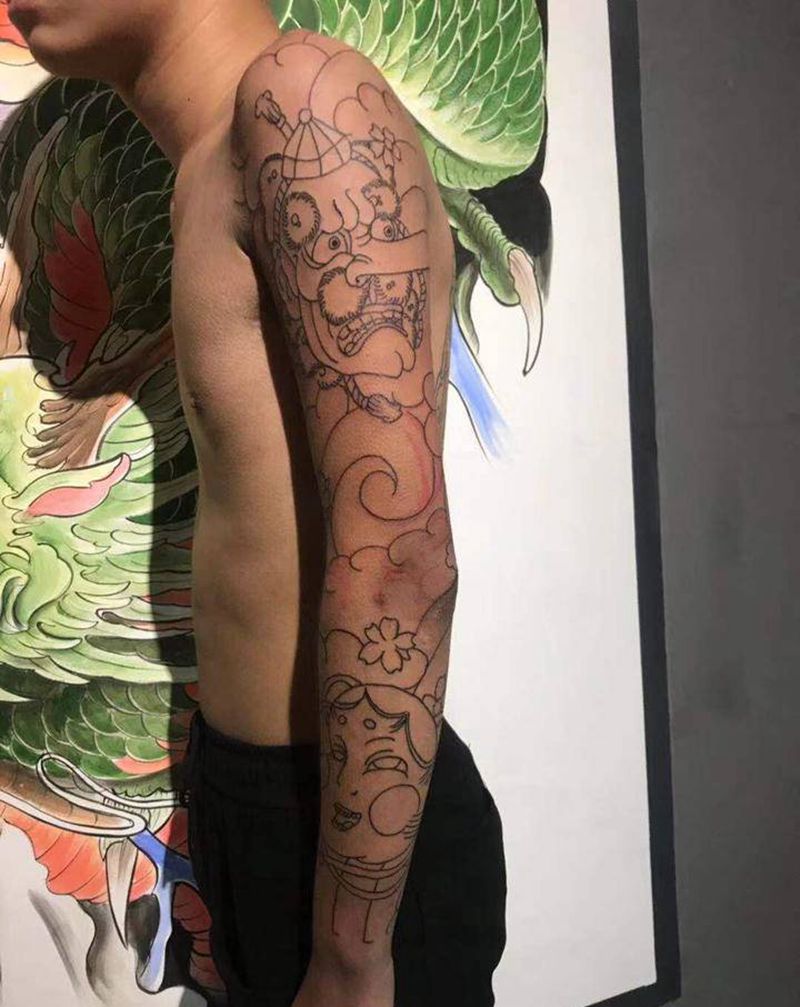 老传统线条纹身图片_手部老传统纹身图案