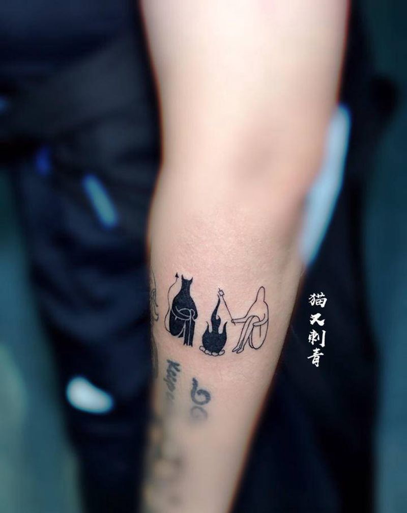 吃烤肉吗纹身图片_手臂纹身图案