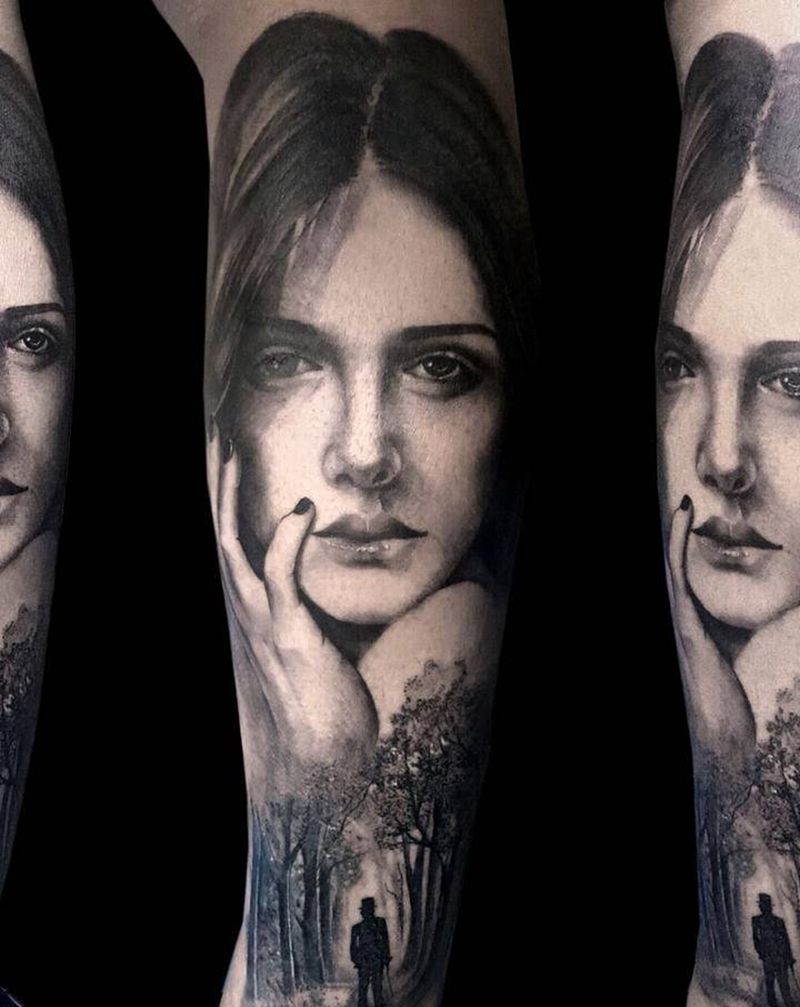 人物纹身图片_腿部纹身图案