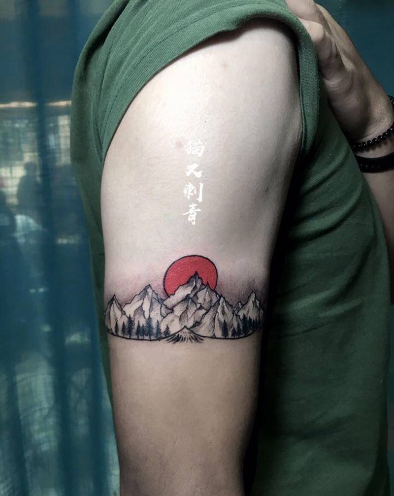 环，山海纹身图片_手臂点刺纹身图案