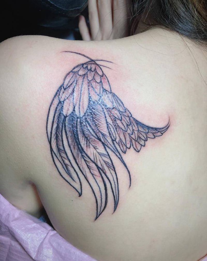 比翼鸟纹身图片_肩部翅膀纹身图案