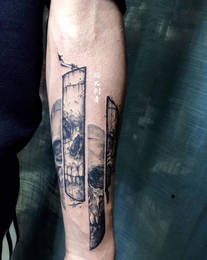 分离纹身图片_手臂点刺纹身图案