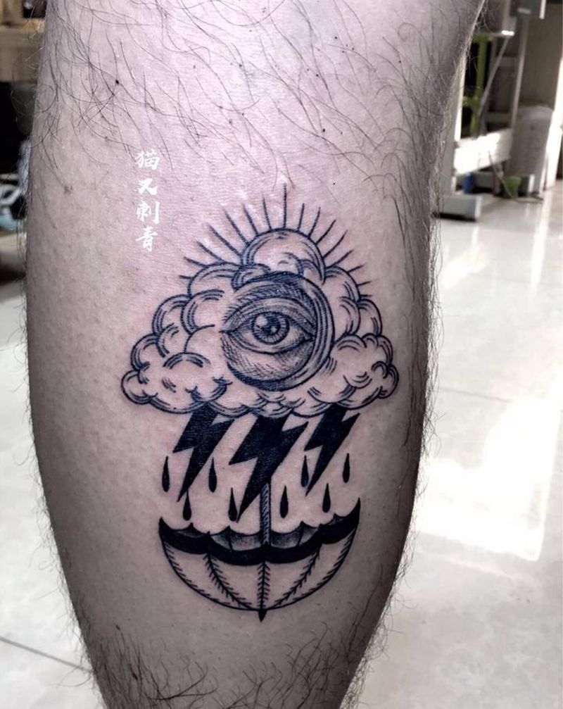 眼纹身图片_腿部纹身图案