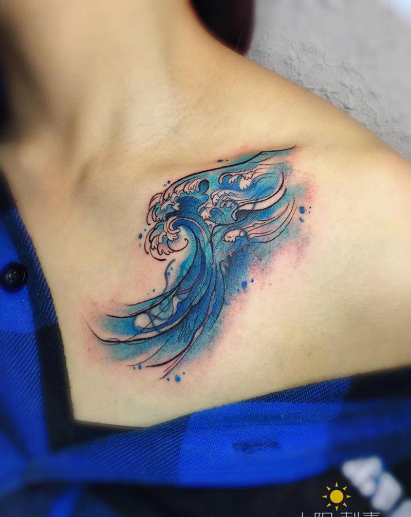 遮盖纹身图片_胸部纹身图案