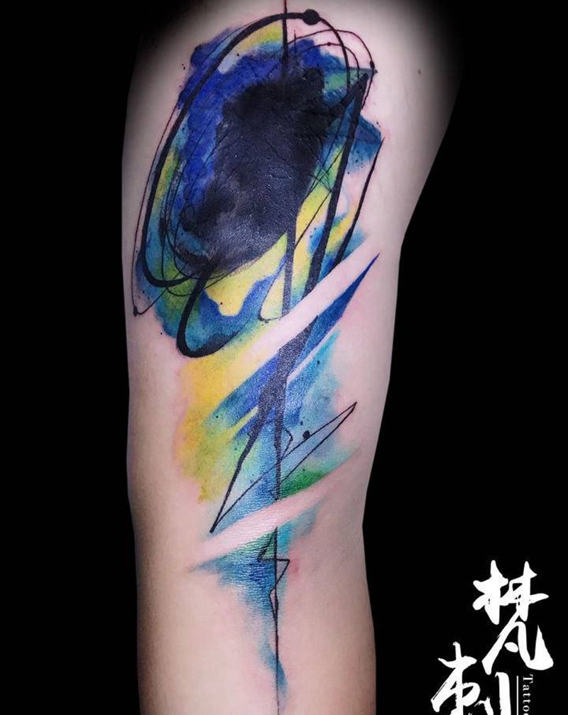 抽象水彩遮盖纹身图片_手臂纹身图案