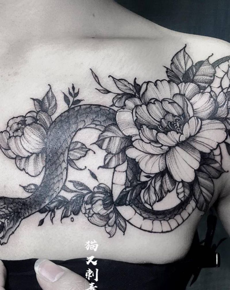 遮盖纹身图片_胸部纹身图案