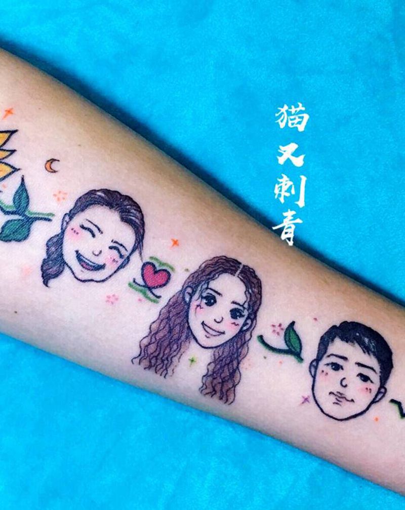 萌萌哒家人纹身图片_手臂纹身图案