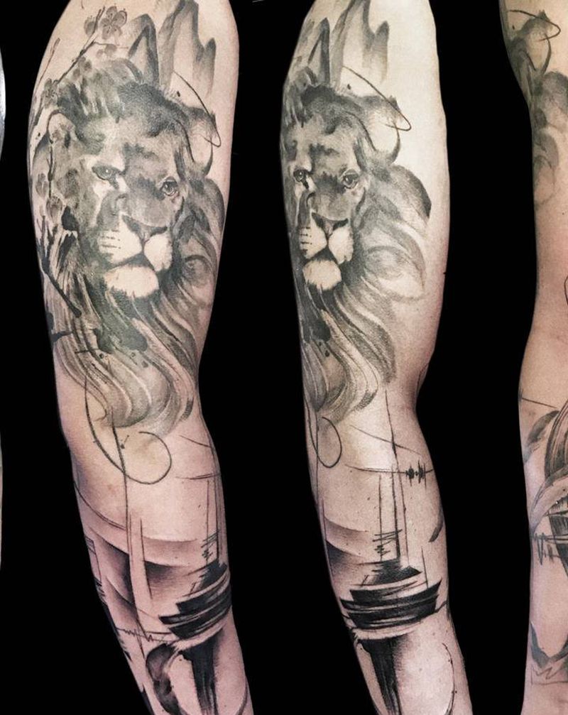 水墨抽象纹身图片_手臂纹身图案