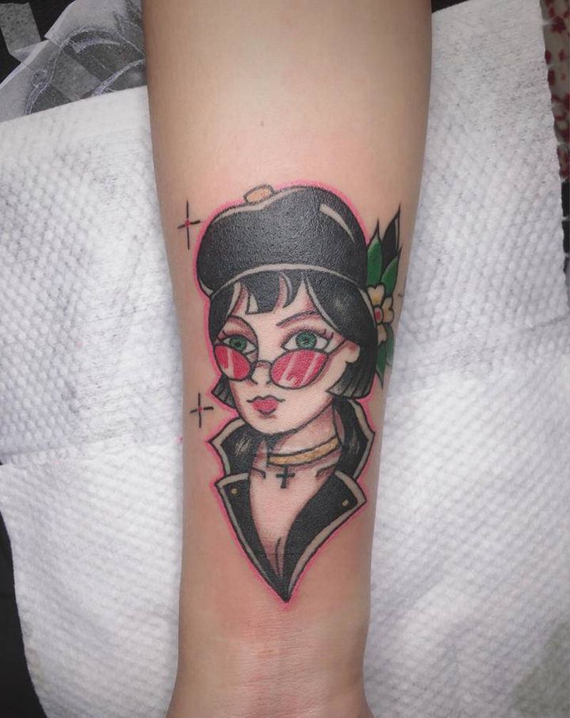女郎遮盖疤痕纹身图片_Old School纹身图案