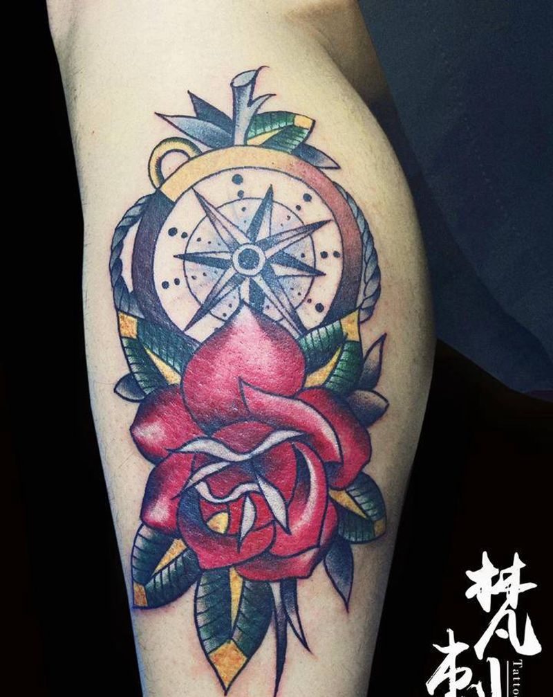 Old    School纹身图片_腿部纹身图案