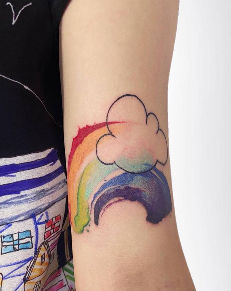 彩虹纹身图片_手臂纹身图案