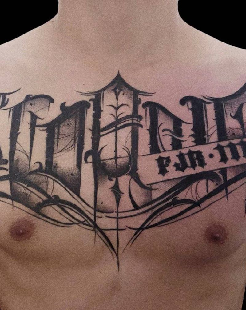 奇卡诺大花胸纹身图片_胸部纹身图案