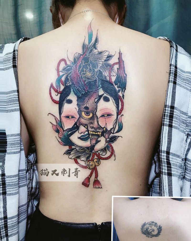 遮盖纹身图片_背部纹身图案