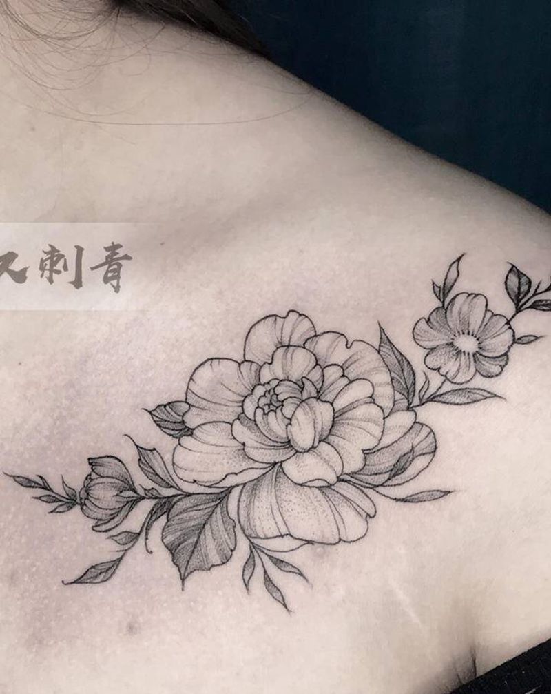 设计图稿纹身图片_胸部点刺纹身图案