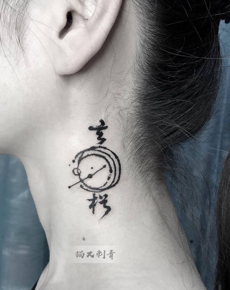 设计图稿纹身图片_颈部纹身图案