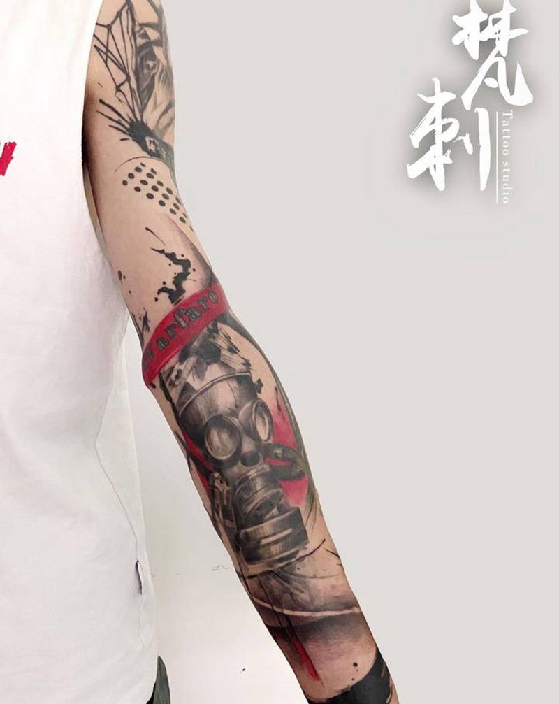 花臂完工纹身图片_手臂纹身图案