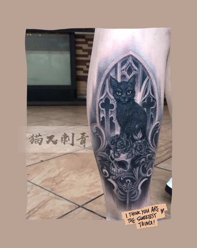 设计图稿纹身图片_腿部欧美写实纹身图案