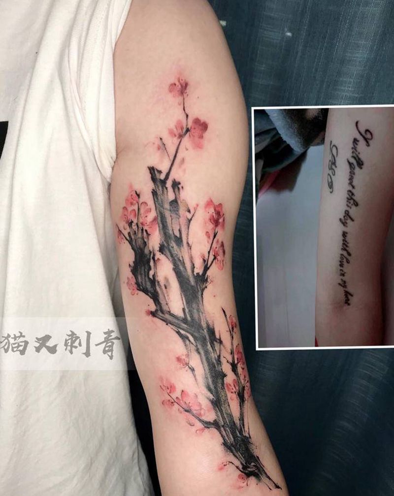 设计遮盖纹身图片_手臂水墨纹身图案