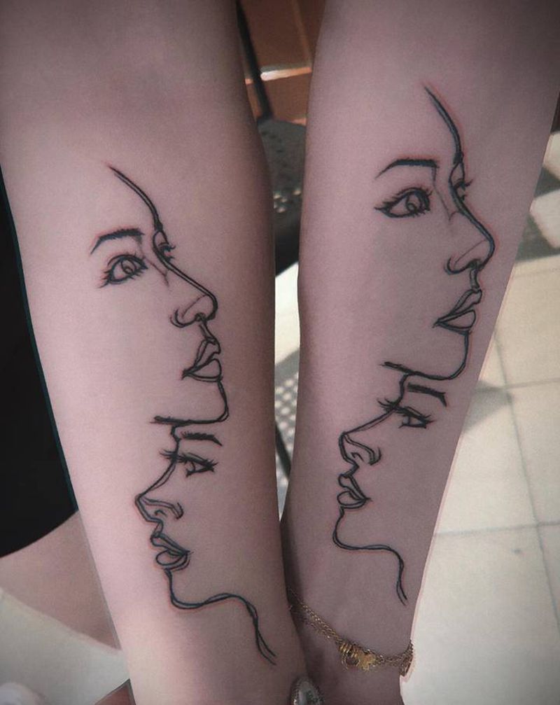 闺蜜纹身图片_手臂几何纹身图案