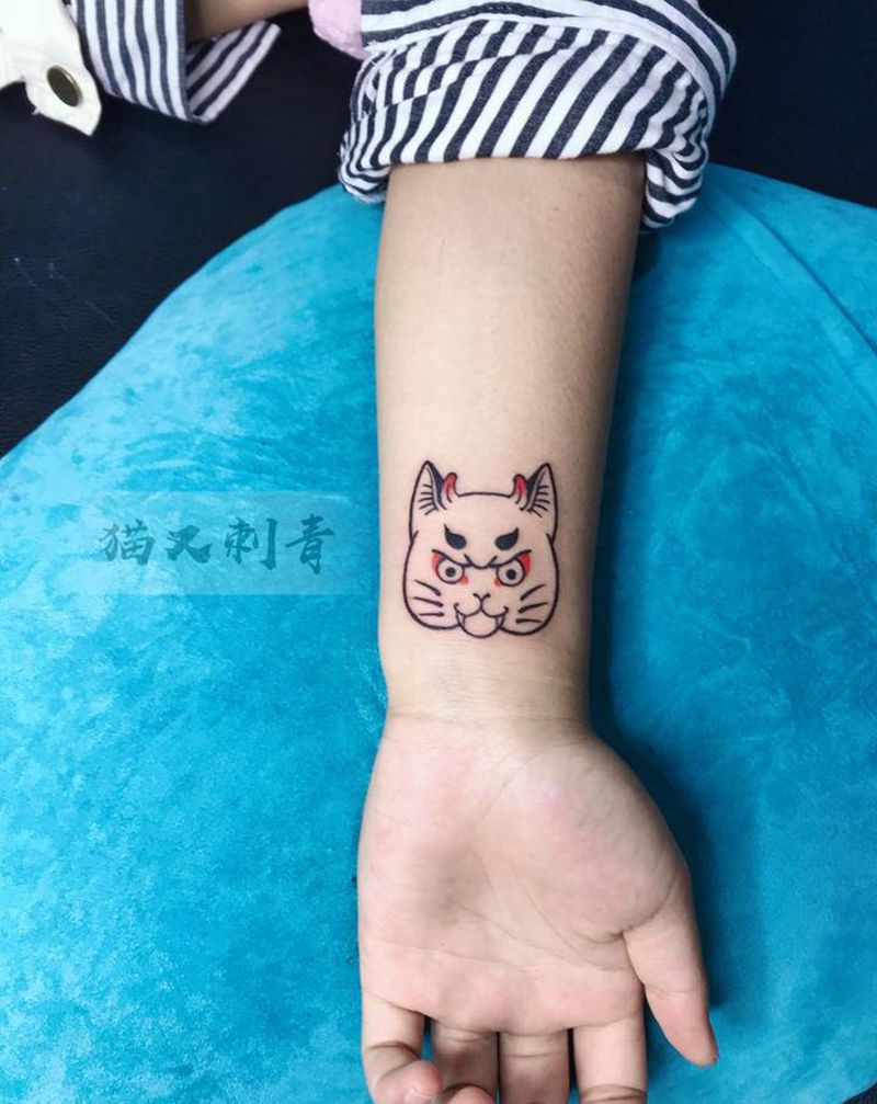 凶喵纹身图片_手臂纹身图案