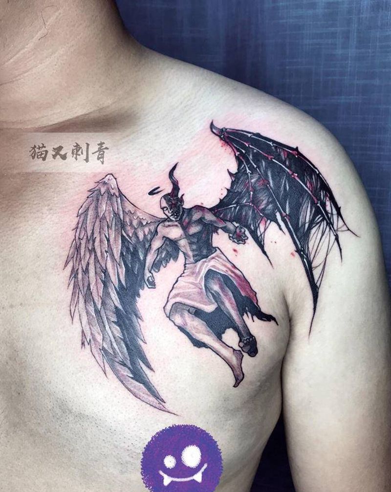 设计图稿纹身图片_胸部点刺欧美写实纹身图案