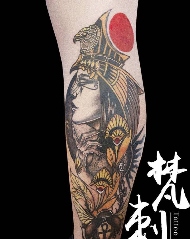 去年做的小腿，恢复后纹身图片_腿部纹身图案