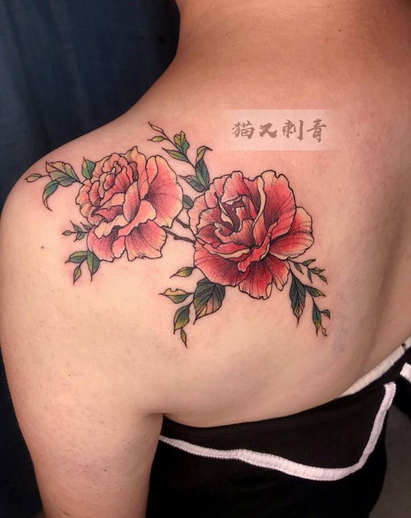 设计图稿纹身图片_背部水彩纹身图案