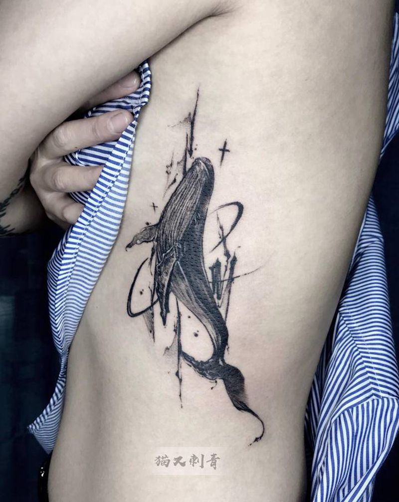 设计图稿纹身图片_腰部点刺纹身图案