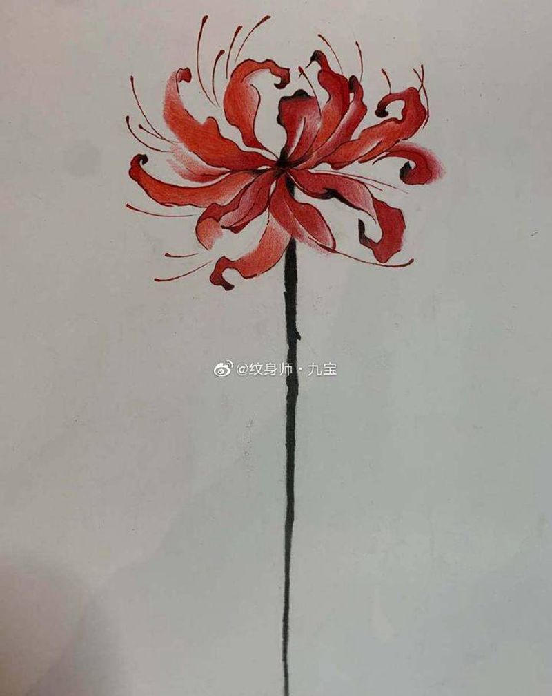 花开彼岸纹身图片_手部手臂Old School老传统花彼岸花纹身图案