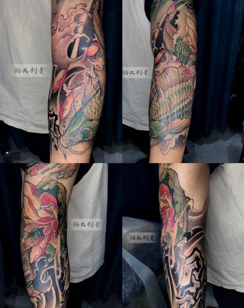 设计图稿，包小臂纹身图片_手臂新传统水墨纹身图案