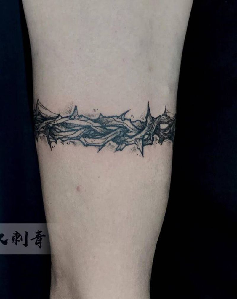 臂环设计图稿纹身图片_手臂点刺纹身图案