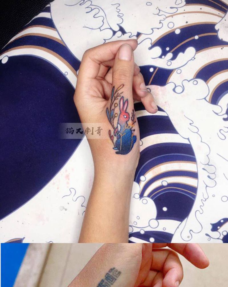 设计图稿，遮盖纹身图片_手部New School纹身图案