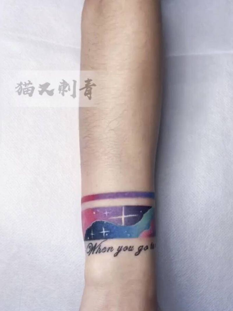 旧纹身手环修改翻新纹身图片_手臂水彩纹身图案