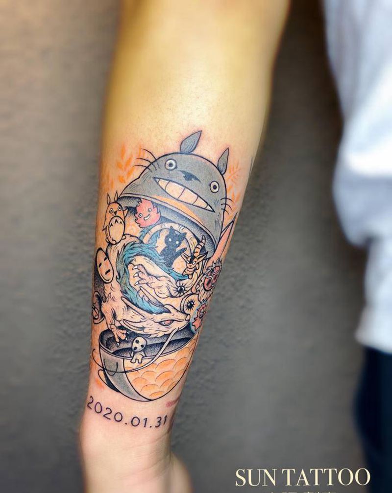 宫崎骏漫画纹身图片_手臂几何纹身图案