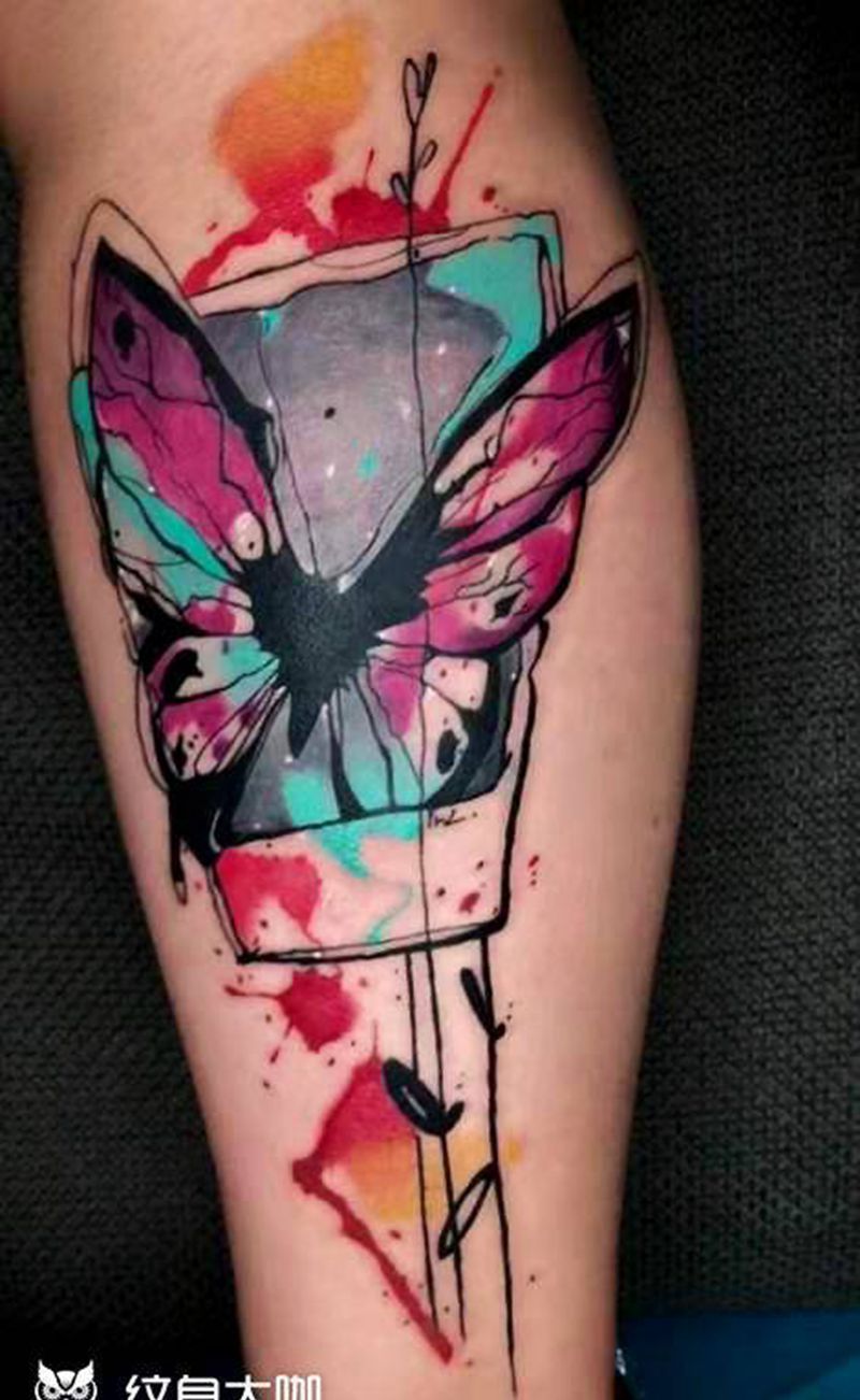 学员作品纹身图片_腿部纹身图案