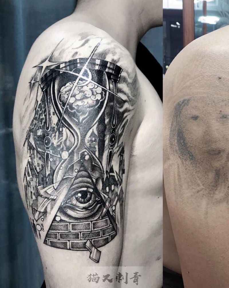 设计图稿，遮盖纹身图片_手臂点刺纹身图案