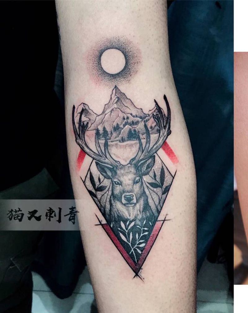 设计图稿，旧图添加纹身图片_手臂点刺纹身图案