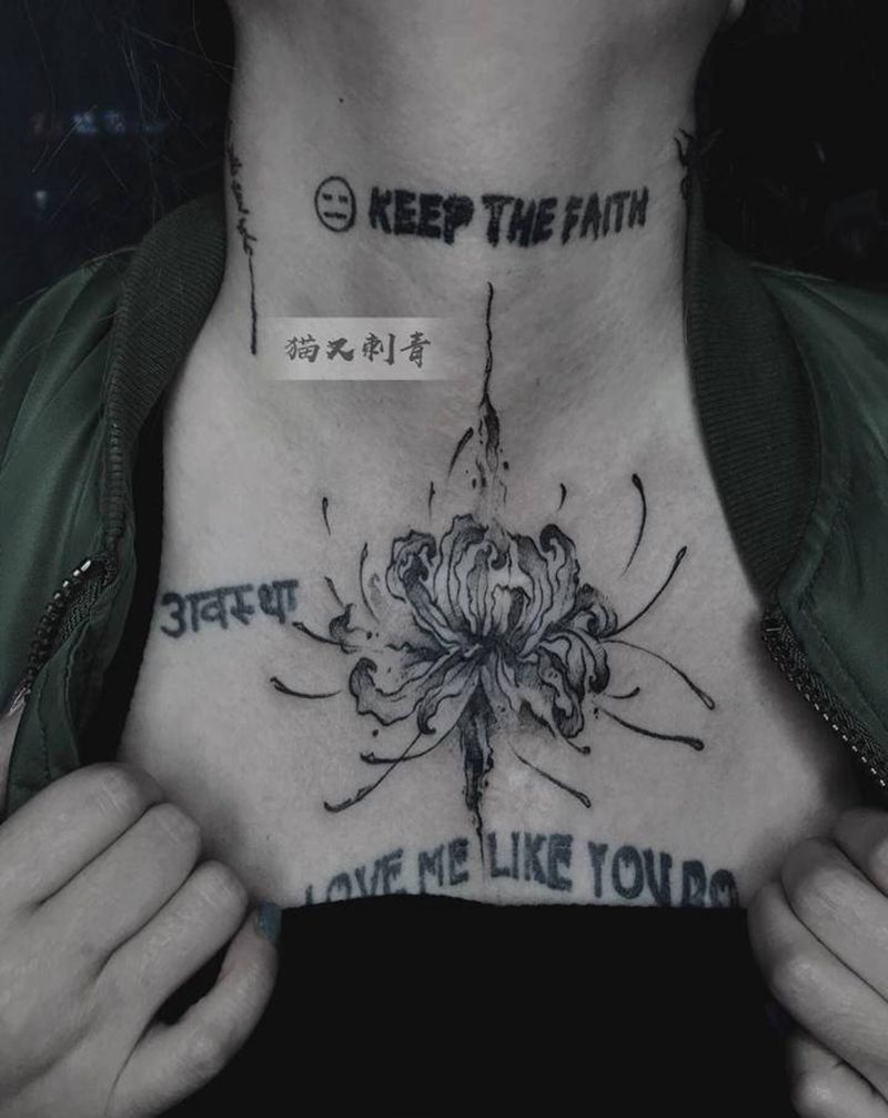 设计图纹身图片_胸部颈部纹身图案