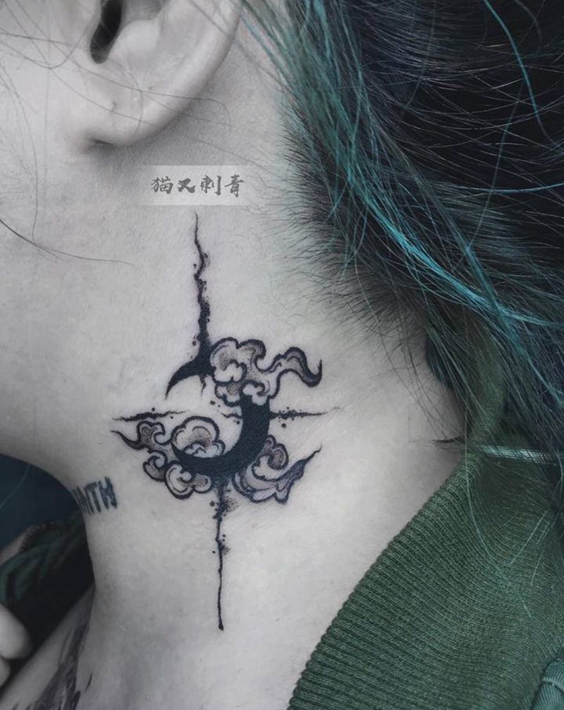 设计图纹身图片_颈部纹身图案