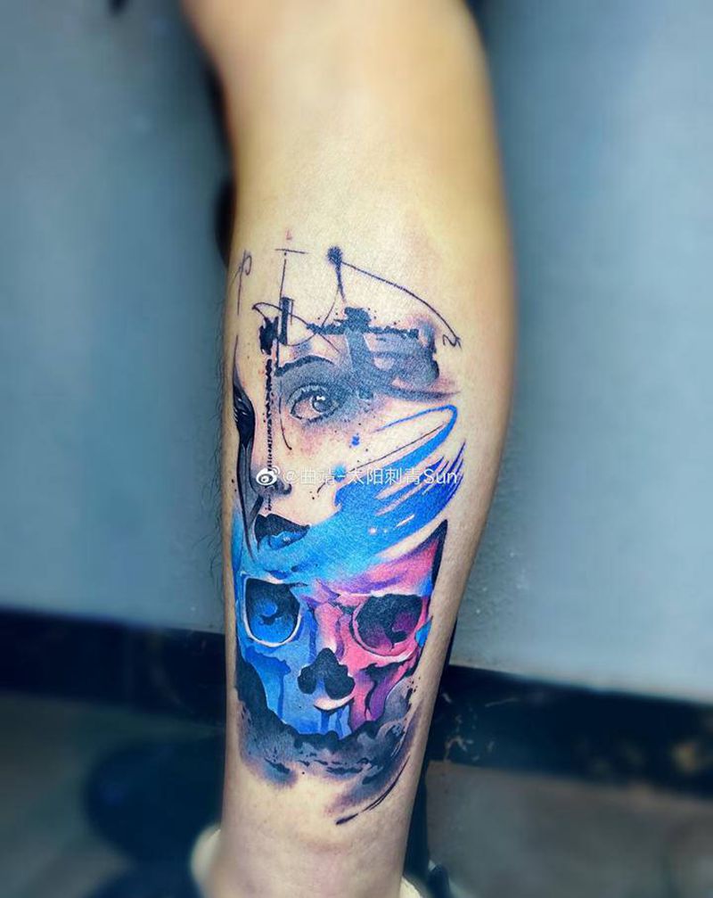 抽象纹身图片_脚部纹身图案