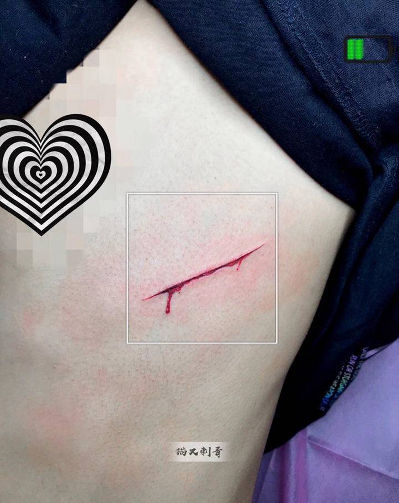 叫我伤口制造者纹身图片_腰部腹部纹身图案