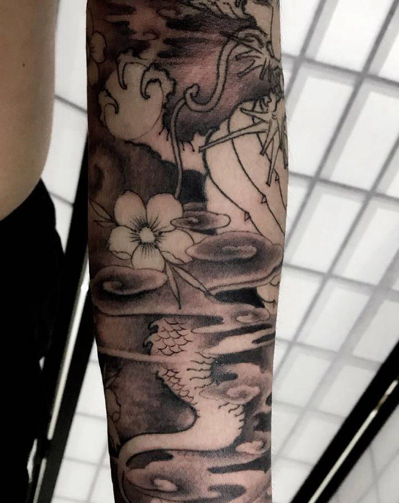 花臂龙,艺技纹身图片_手臂手部新传统纹身图案