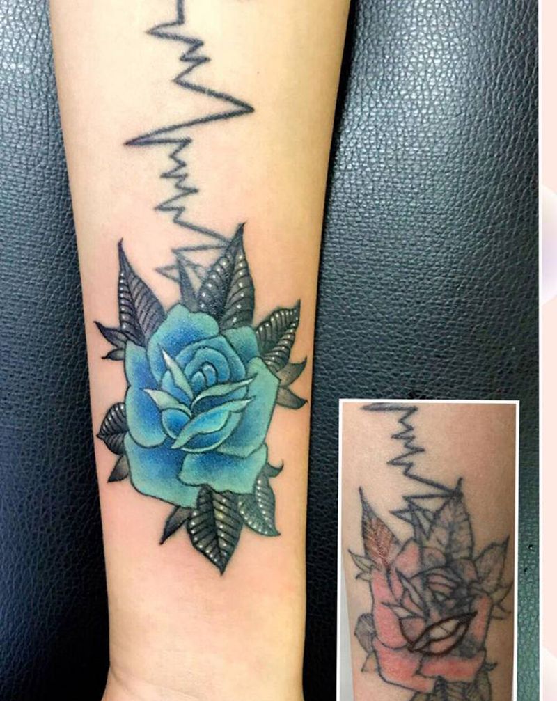 玫瑰遮盖纹身图片_手臂手部New SchoolOld School纹身图案