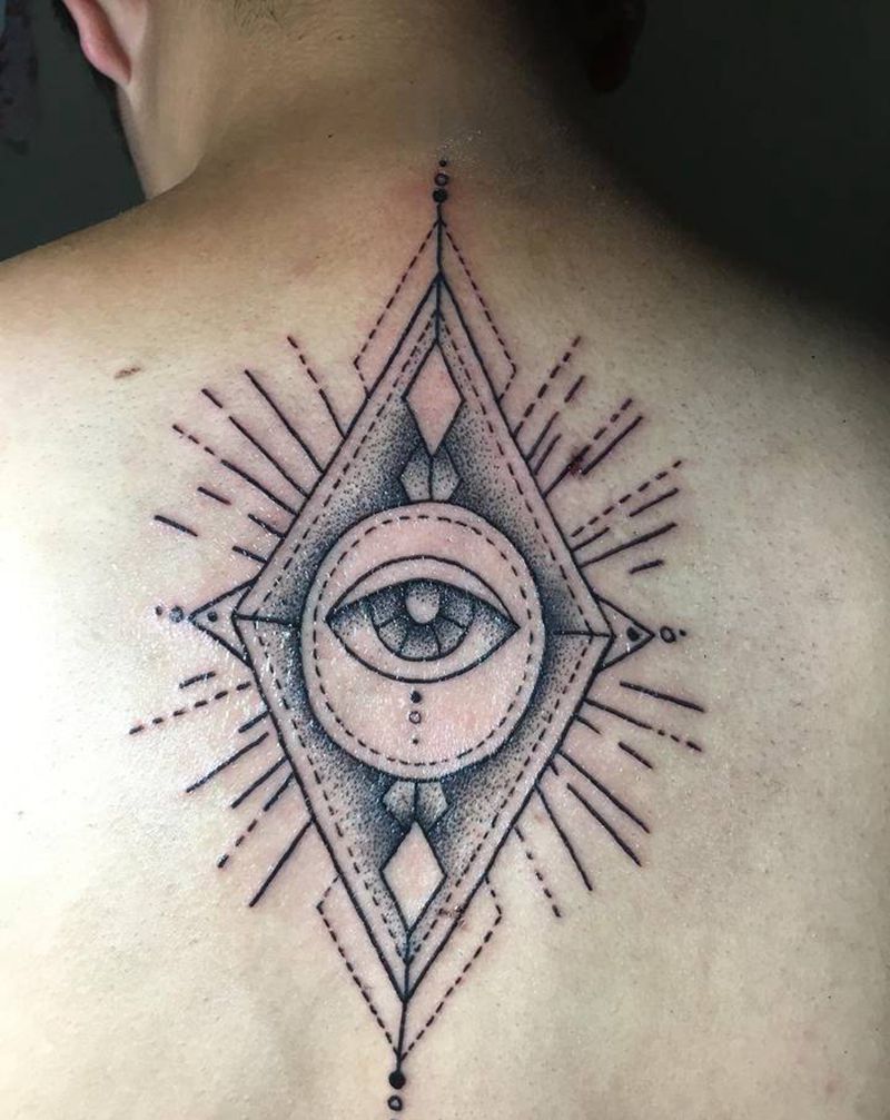 上帝之眼纹身图片_颈部纹身图案